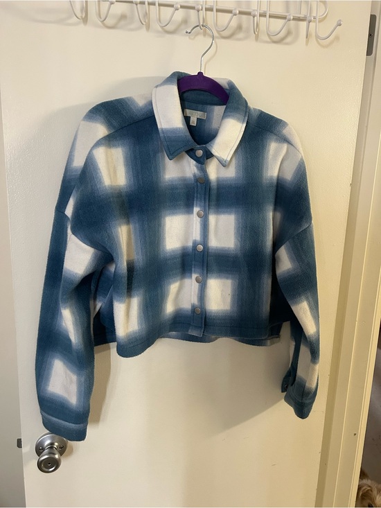 Abound Jackets & Blazers - Abound Blue and White Plaid Cropped Jacket